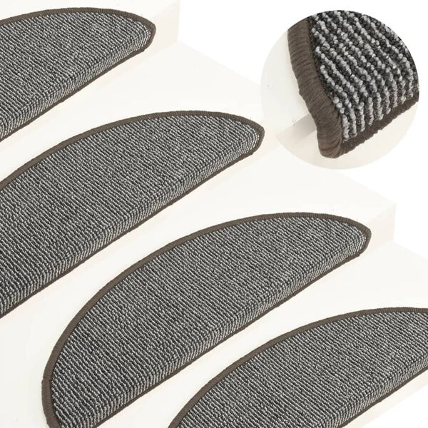 vidaXL Stair Mats 15 pcs 56x17x3 cm Grey Half Round