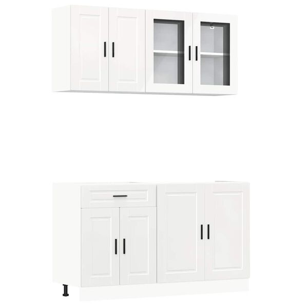 vidaXL 4 Piece Kitchen Cabinet Set Porto High Gloss White Engineered Wood