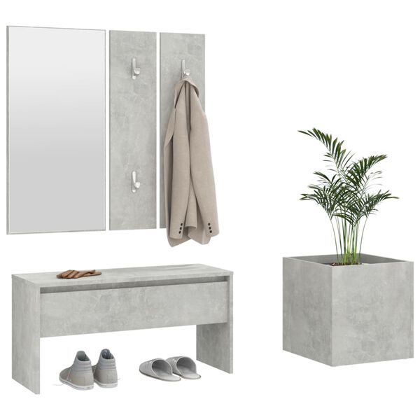 vidaXL Hallway Furniture Set Concrete Grey Engineered Wood