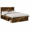 vidaXL Bed Frame with Storage Smoked Oak 160 x 200 cm Solid Pine Wood