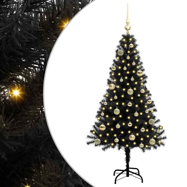 vidaXL Christmas Tree with 150 LEDs with Stand Black 150 cm PVC