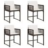 vidaXL Garden Chairs with Cushions 4 pcs Brown Poly Rattan