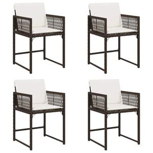 vidaXL Garden Chairs with Cushions 4 pcs Brown Poly Rattan