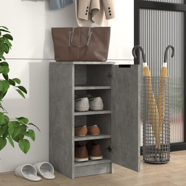 vidaXL Shoe Cabinet Concrete Grey 30x35x70 cm Engineered Wood