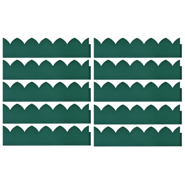 vidaXL Lawn Edgings 10 pcs Green 65x15 cm PP
