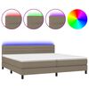 vidaXL Box Spring Bed with Mattress&LED Taupe 200x200cm Fabric