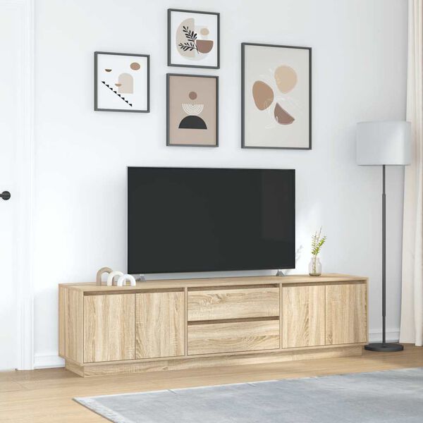 vidaXL TV Cabinet with LED Lights Sonoma Oak 193.5x41x50 cm
