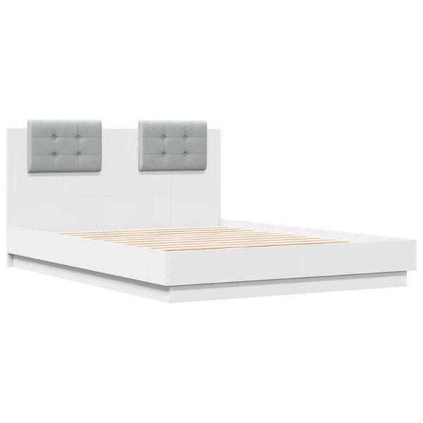 vidaXL Bed Frame with LED without Mattress White 120x190 cm Small Double
