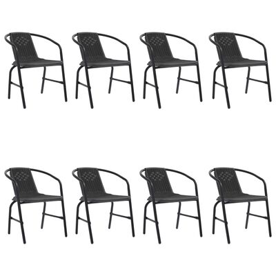 vidaXL Garden Chairs 8 pcs Plastic Rattan and Steel 110 kg