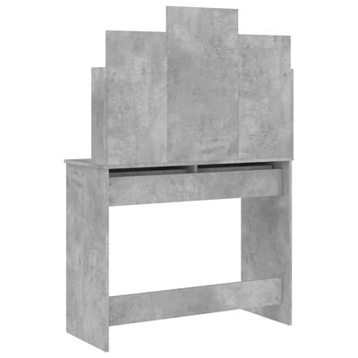 vidaXL Dressing Table with Mirror Concrete Grey 96x39x142 cm
