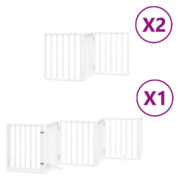 vidaXL Dog Gate with Door Foldable 12 Panels White 600 cm Poplar Wood