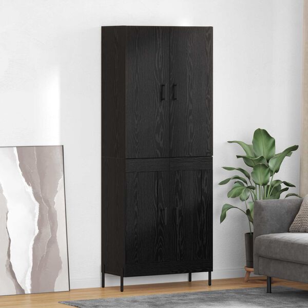 vidaXL Highboard Black Oak 69.5 x 34 x 180 cm Engineered Wood
