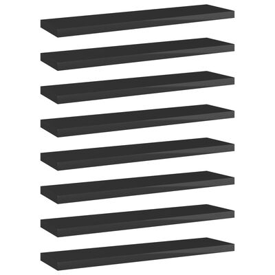vidaXL Bookshelf Boards 8 pcs High Gloss Black 40x10x1.5 cm Engineered Wood