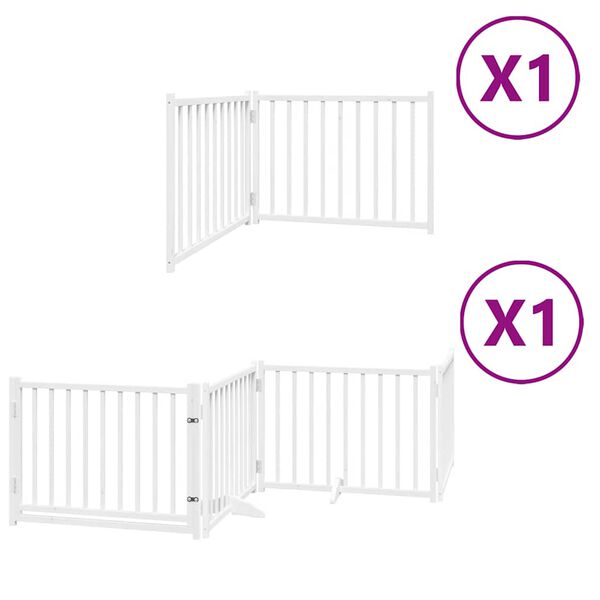 vidaXL Dog Gate with Door Foldable 6 Panels White 480 cm Poplar Wood