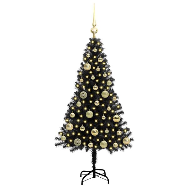 vidaXL Christmas Tree with 150 LEDs with Stand Black 120 cm PVC