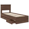 vidaXL Bed Frame with Drawer Brown Oak 75 x 190 cm Engineer Wood