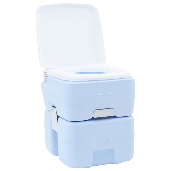 vidaXL Camping Toilet Manual Light Blue and White 41.5 x 36.5 x 42 cm