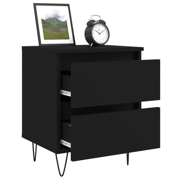 vidaXL Bedside Cabinet Black 40x35x50 cm Engineered Wood