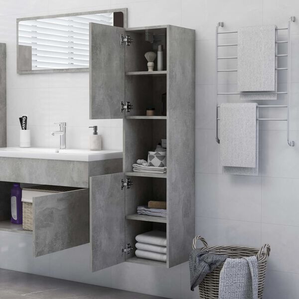 vidaXL Bathroom Cabinet Concrete Grey 30x30x130 cm Engineered Wood