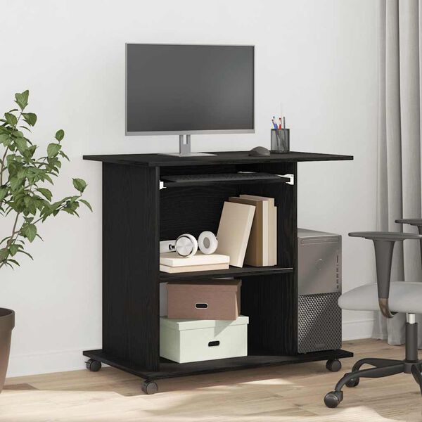 vidaXL Computer Desk Black Oak 80x50x75 cm Engineered Wood