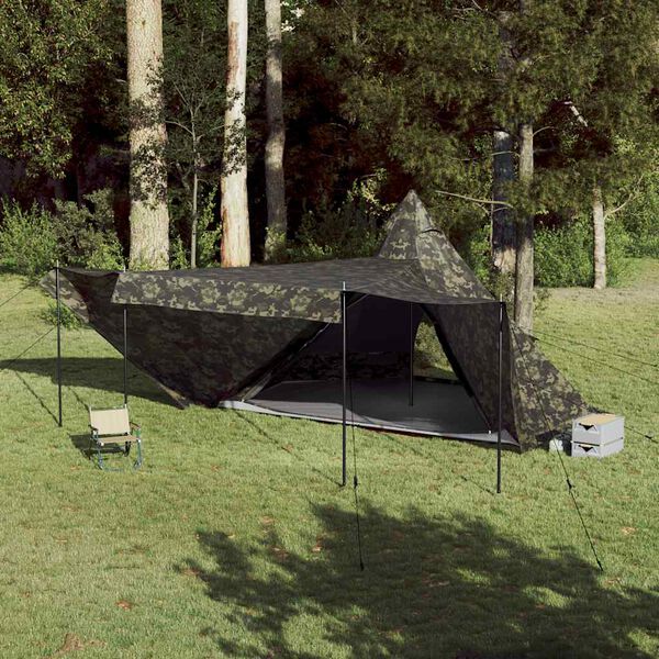 vidaXL Family Tent Tipi 8-Person Camouflage Waterproof