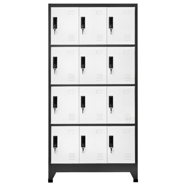 vidaXL Locker Cabinet Anthracite and White 90x45x180 cm Steel