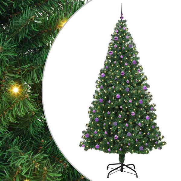 vidaXL Artificial Christmas Tree with 300 LEDs with Stand Green 240 cm