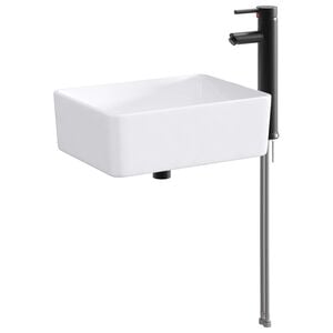 vidaXL Bathroom Sink with Faucet and Drain Matte Black