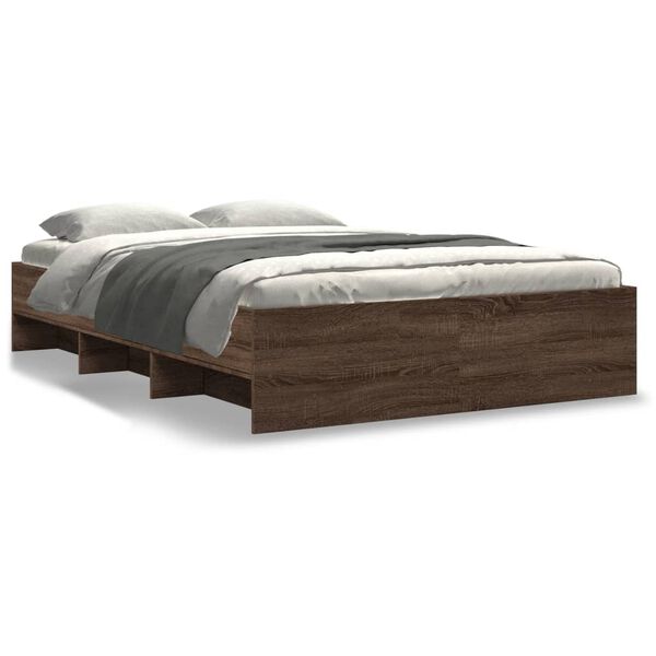 vidaXL Bed Frame without Mattress Brown Oak 120x200 cm Engineered Wood