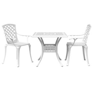 vidaXL 3 Piece Bistro Set White Cast Aluminium