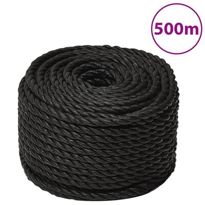 vidaXL Work Rope Black 12 mm 500 m Polypropylene