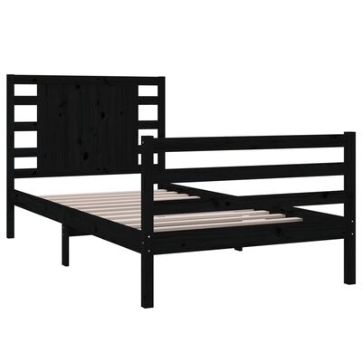 vidaXL Bed Frame Black Solid Wood Pine 90x190 cm Single