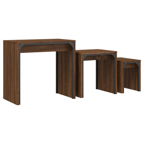 vidaXL Nesting Coffee Tables 3 pcs Brown Oak Engineered Wood