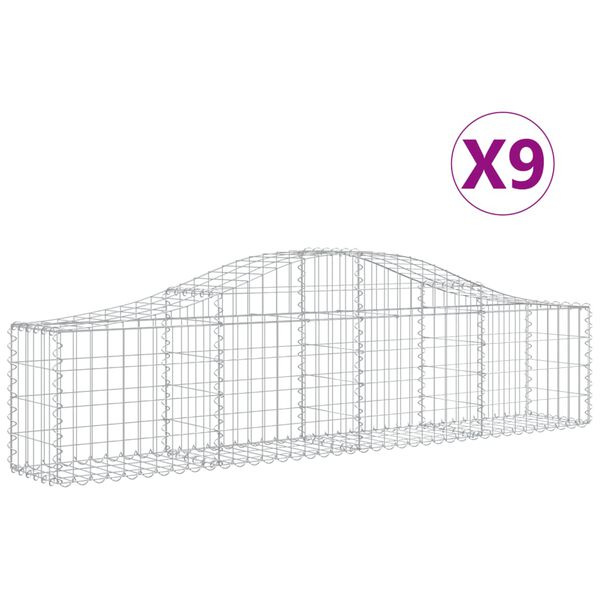vidaXL Arched Gabion Baskets 9 pcs 200x30x40/60 cm Galvanised Iron