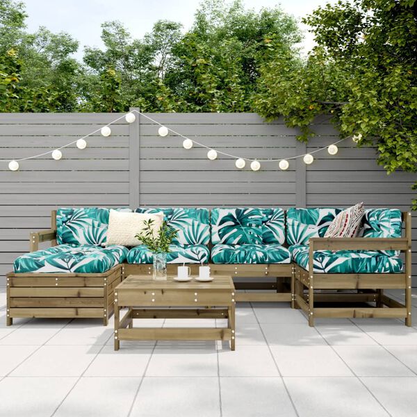vidaXL 7 Piece Garden Sofa Set Impregnated Wood Pine