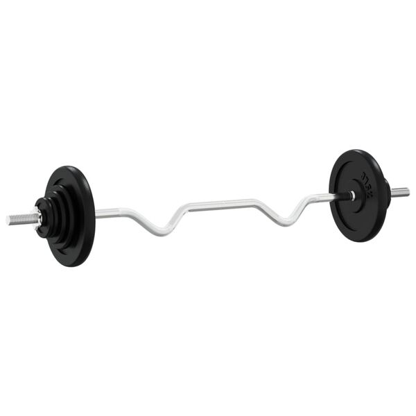 vidaXL Barbell with Plates Set 30 kg Cast Iron & Chrome Plated Steel