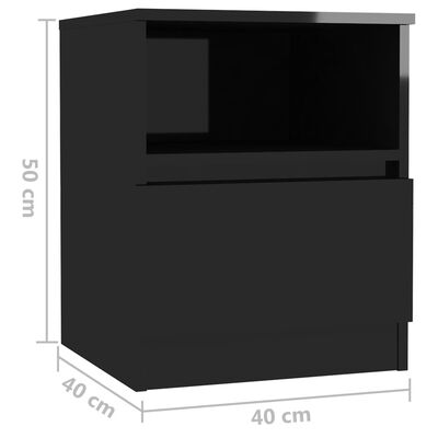 vidaXL Bed Cabinets 2 pcs High Gloss Black 40x40x50 cm Engineered Wood