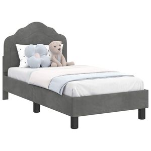 vidaXL Toddler Bed Frame with Headboard Dark Grey 70 x 140 cm Velvet