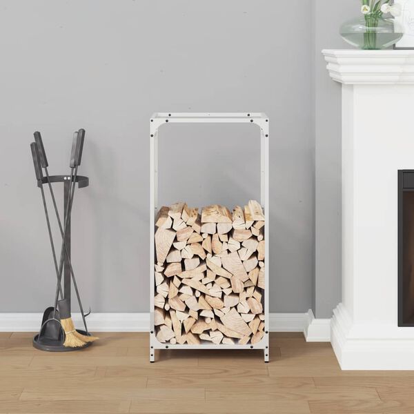 vidaXL Firewood Rack White 44x28x90 cm Cold-rolled steel