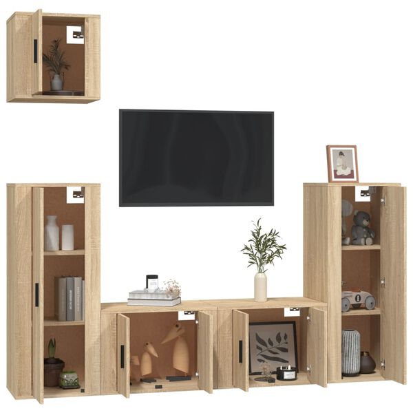 vidaXL 5 Piece TV Cabinet Set Sonoma Oak Engineered Wood