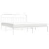 vidaXL Metal Bed Frame without Mattress with Headboard White 200x200cm