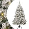 vidaXL Artificial Christmas Tree Green and White 210 cm PVC and Metal
