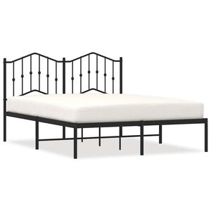 vidaXL Metal Bed Frame without Mattress with Headboard Black 135x190cm