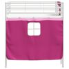 vidaXL Kids'Loft Bed Frame with Curtains White and Pink 107 x 201 cm