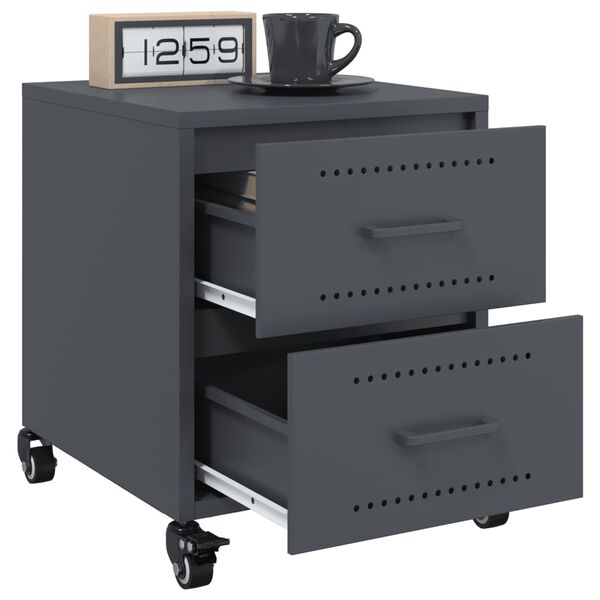 vidaXL Bedside Cabinet Anthracite 36x39x43.5 cm Steel