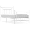 vidaXL Metal Bed Frame without Mattress with Footboard White 90x200cm