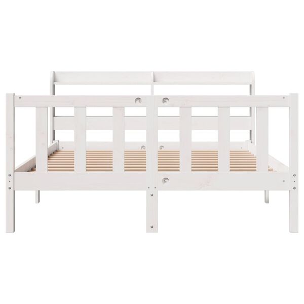 vidaXL Bed Frame without Mattress White 120x190 cm Small Double Solid Wood Pine