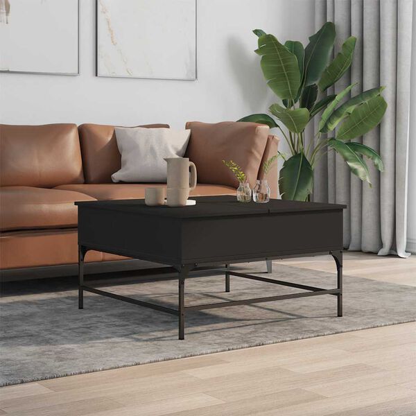 vidaXL Coffee Table Black 80x80x45 cm Engineered Wood and Metal