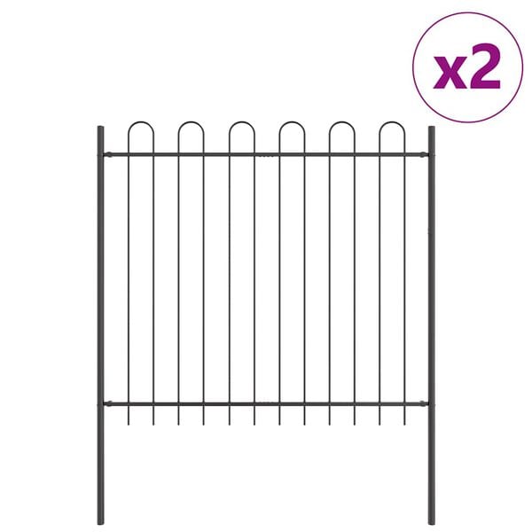 vidaXL Garden Fence 2 pcs Grey 3.4 x 1.5 m Powder-coated Steel