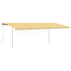vidaXL Manual Retractable Awning with Posts 6x3 m Yellow and White